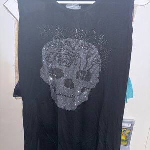 Edgy Black Skull Tank Top